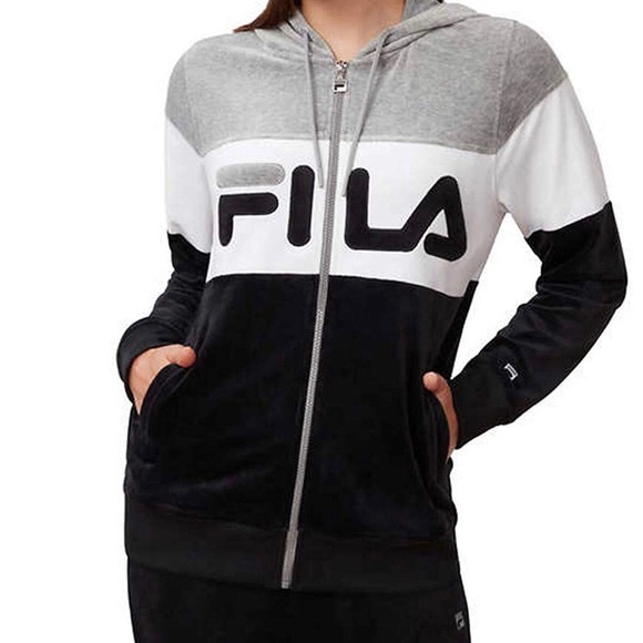 Fila Jackets & Blazers - Fila Full Track Suit Black White Velour Super Soft